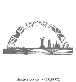 Vector silhouette of Kiev, Ukraine.