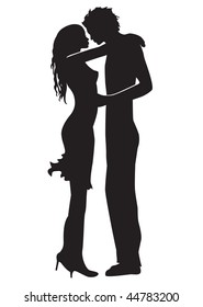 Vector silhouette of kissing couple
