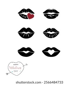 Vector Silhouette of Kissing Lips