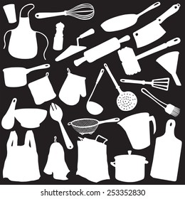 vector silhouette of kitchen utensils
