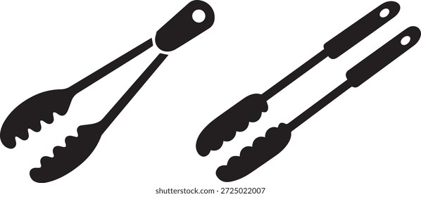 Vektor Silhouette von Küchenutensilien in schwarz. Einfache Besteckformen einzeln auf weißem Hintergrund. Ideal zum Kochen, Essen, Küchenutensilien, Essen, Restaurant und Design-Projekte.