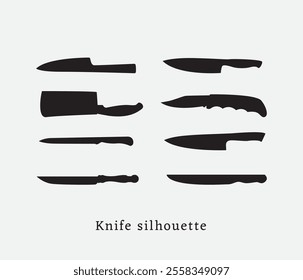 vector silhouette of knives isolated on white background