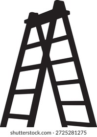 Vektorsilhouette einer Leiter in Schwarz. Einfaches Kletterwerkzeug einzeln auf weißem Hintergrund. Perfekt für Bau-, Haus-, Wartungs-, Heimwerker- und Designprojekte.