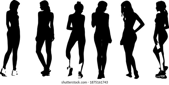 Silueta vectorial de las damas, vista frontal perfecta para incluir en sus proyectos arquitectónicos, representaciones, bocetos o planos.