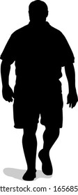 Vector Silhouette Of A Large Man Walking.