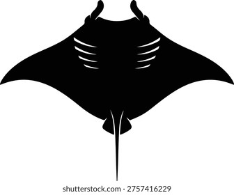 Silueta de Vector Grande océano de mantarraya animal marino acuático diseño de vida