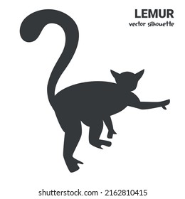 Vector silhouette of a lemur hugging a tree