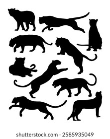 vector silhouette leopard tiger panther cheetah