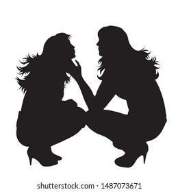 Vector silhouette of lesbian on white background. Symbol of gay, pair, homosexual, friends, girl, woman.