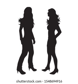 Vector silhouette of lesbian on white background. Symbol of gay, pair, homosexual, friends, girl, woman.