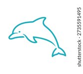 Vector silhouette of a light blue dolphin