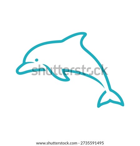 Vector silhouette of a light blue dolphin