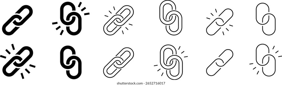 Vector Silhouette and Line-Art Icon Set for Links