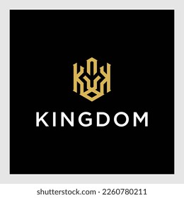 vector silhouette of lion king face logo and abstract K letter