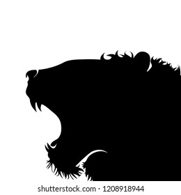 Vector silhouette of lion on white background.