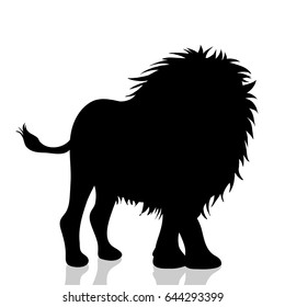 Vector Silhouette Of Lion On White Background.