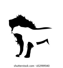 Vector silhouette of lion on white background.
