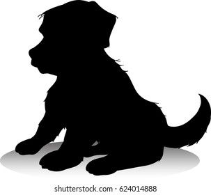 Vector silhouette of a little baby dog