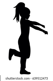 Vector silhouette little girl beautifully dancing