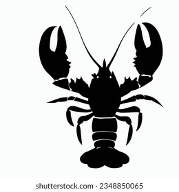 Vector Silhouette of Lobster, Tasty Lobster Illustration for Seafood and Marine Designs