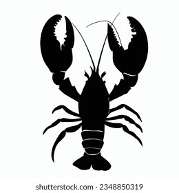 Vector Silhouette of Lobster, Tasty Lobster Illustration for Seafood and Marine Designs