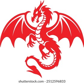 A vector silhouette logo of a fierce dragon in a dynamic