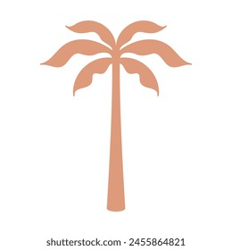 Vector silhouette logo of palm tree. Relaxation in a surf club and the aesthetics of a sunny summer day. Vector illustration in trendy retro naive simple style