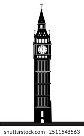 A vector silhouette of London's iconic clock—ideal for historical branding, travel marketing, or custom designs. Easily editable for a range of creative and promotional uses