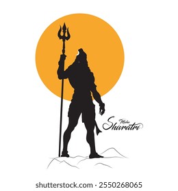 Una silueta de Vector del Señor Shiva, Ilustración vectorial de adoración del hinduismo, dibujo de Vector del Dios hindú Mahadeva