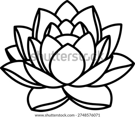 Vector silhouette lotus flower outline simple drawing illustration