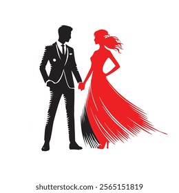 Vector Silhouette of a Loving Couple