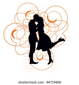 Vector silhouette of a loving couple