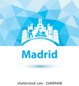 Vector silhouette of Madrid. City skyline on polygonal background