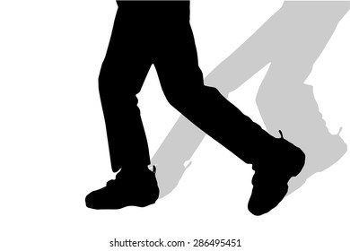 Vector silhouette of male feet on a white background.