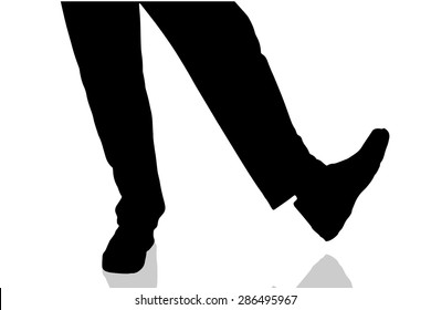 Vector silhouette of male feet on a white background.