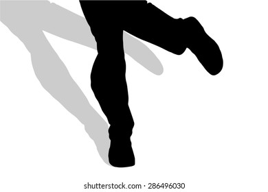 Vector silhouette of male feet on a white background.