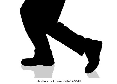 Vector silhouette of male feet on a white background.
