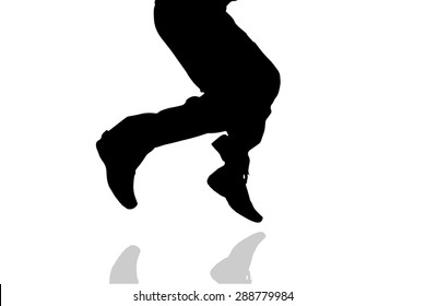 Vector silhouette of male feet on a white background.