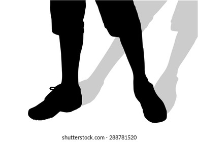 Vector silhouette of male feet on a white background.
