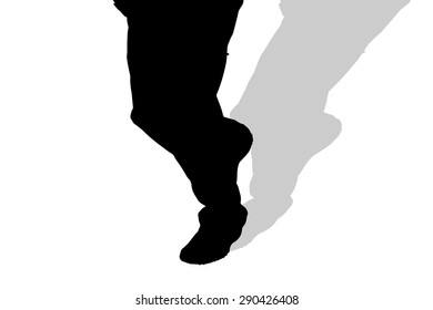 Vector silhouette of male feet on a white background.