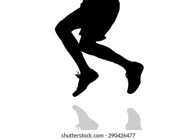 Vector silhouette of male feet on a white background.