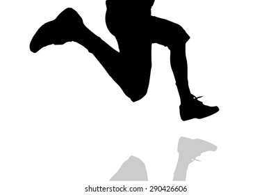 Vector silhouette of male feet on a white background.