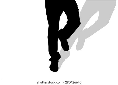 Vector silhouette of male feet on a white background.