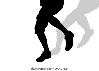 Vector silhouette of male feet on a white background.