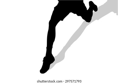 Vector silhouette of male feet on a white background.