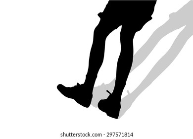 Vector silhouette of male feet on a white background.