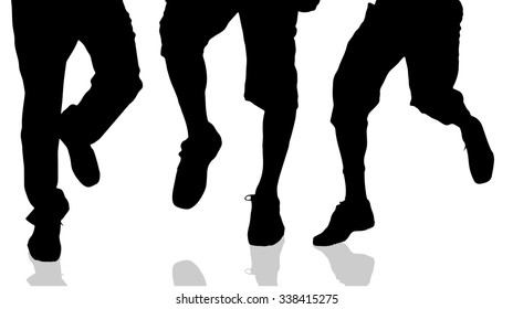 Vector silhouette of male feet on a white background.