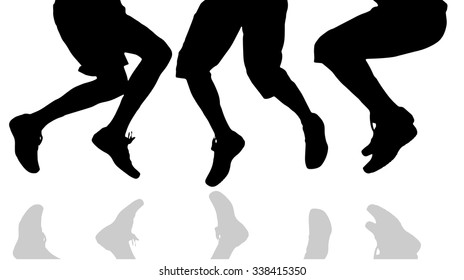 Vector silhouette of male feet on a white background.