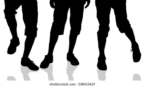 Vector silhouette of male feet on a white background.