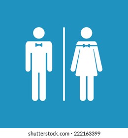 Vector silhouette male and female WC icon on blue denoting toilet and restroom facilities for both men and women